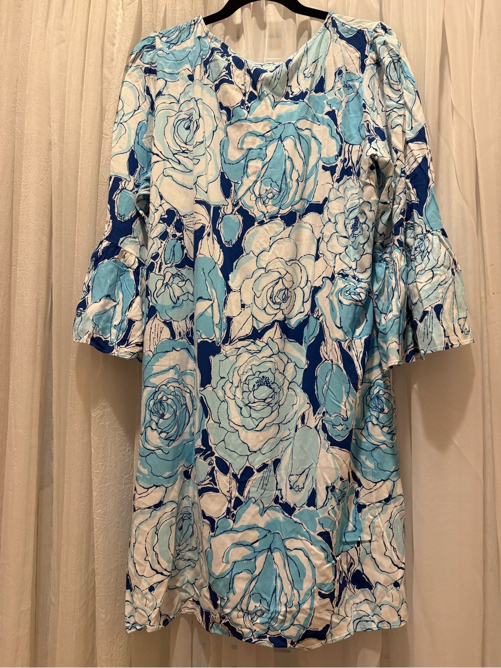 Lilly Pulitzer Blue & Light Blue Floral Bell-Sleeve Tunic